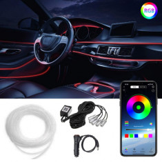 Fir neon RGB, lumina ambientala auto, control din aplicatie telefon, lungime 6m