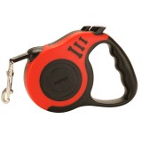 Lesa retractabila cu maner ergonomic si buton de franare, tip banda, Lungime 3m, Greutate Maxima 15 Kg, Rosu, Ropet