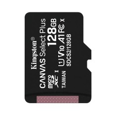 Kingston - Memory Card Canvas Select Plus (SDCS2/128GBSP) - MicroSDXC, 128GB, Class 10 / UHS-1 U3 - Black