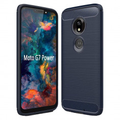 Husa Flexibila Antisoc Carbon pentru Motorola Moto G7 Power, Albastru foto