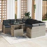 vidaXL Set de canapele pentru grădină 9 pcs Gri deschis Rattan poli