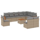 Cumpara ieftin Set canapele de gradina cu perne, 11 piese, bej, poliratan