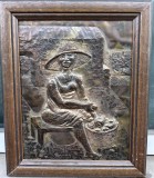 Basorelief - scena rustica - semnat Migneco - semnat Migneco