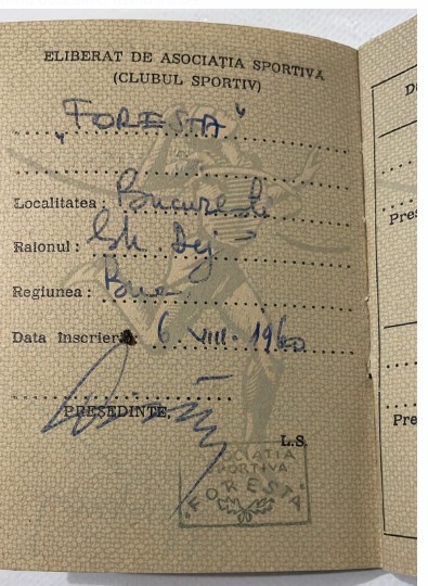 1960 Carnet sportiv club FORESTA Bucuresti perioada comunista RPR miscarea sportiva socialism epoca aur timbre interesante Asociatia Sportiva Foresta