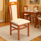 Scaun de living si bucatarie SB Tim, din lemn masiv fag, tapiterie stofa, lacuit, 120 kg, 96x43x40 cm, Cires