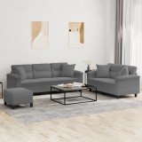 VidaXL Set de canapele cu perne, 3 piese, gri &icirc;nchis, microfibră 3202358