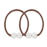 Cumpara ieftin Set de prindere pentru draperii si perdele,2 magneti decorativi imprimati cu margele, tip snur - Maro