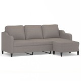 Canapea cu 3 locuri si taburet, taupe, 180 cm, material textil