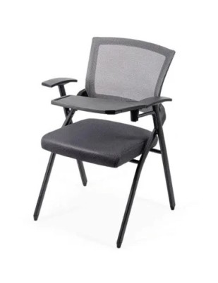 Scaun vizitator HRC 603, cu masuta rabatabila, pliabil, ergonomic, mesh, cadru metalic, 120 kg, negru foto