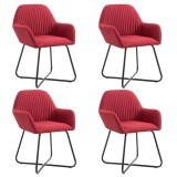VidaXL Scaune de bucătărie, 4 buc., roșu vin, material textil