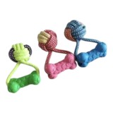 Set 3 jucarii pentru caini, multicolore, cu bila si os din cauciuc