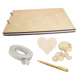 Guestbook/Album Amintiri, lemn DIY, ideal pentru personalizare individuala, pentru botez/aniversare/mot, 40 file, A4, accesoriu nunta