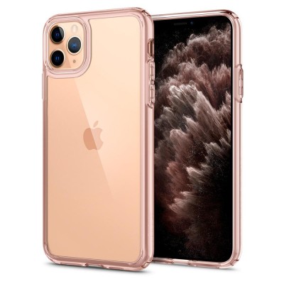 Husa TPU Spigen Ultra Hybrid Crystal pentru Apple iPhone 11 Pro, Roz - Transparenta ACS00418 foto