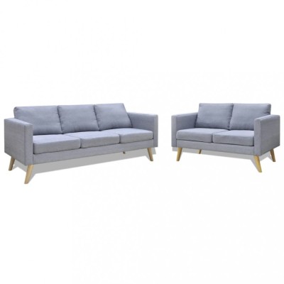 Gossi set canapele cu 2 locuri si 3 locuri, textil, gri deschis foto