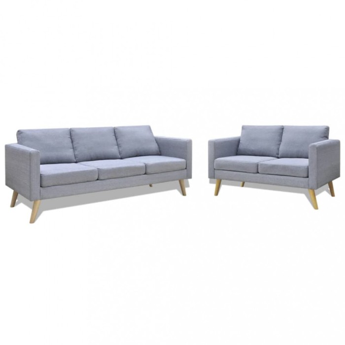 Gossi set canapele cu 2 locuri si 3 locuri, textil, gri deschis