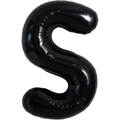 Balon folie metalizata litera s, flippy, 40 cm, umflati cu heliu sau aer, ambalaj individual, pai inclus, negru foto