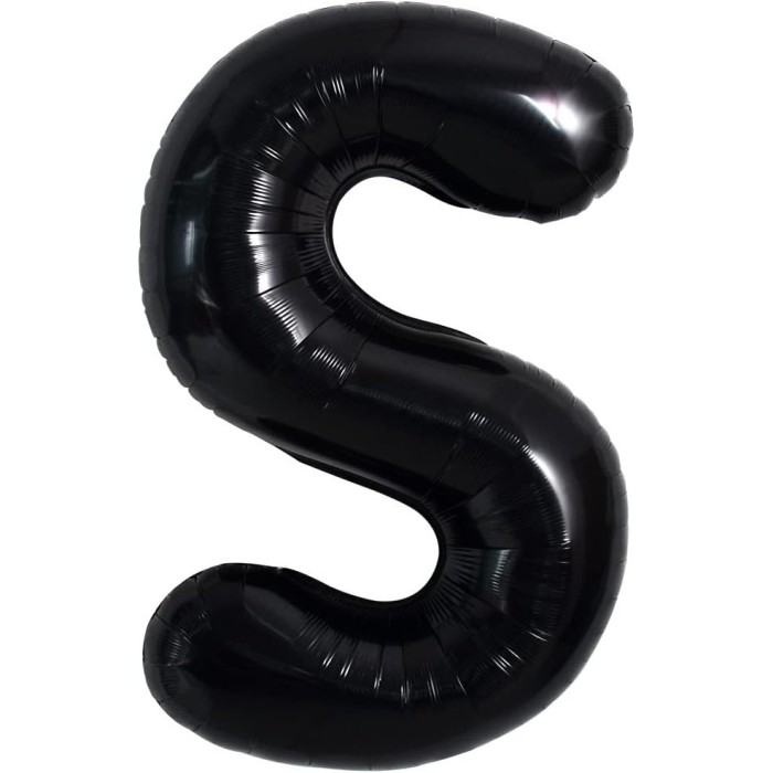 Balon folie metalizata litera s, flippy, 40 cm, umflati cu heliu sau aer, ambalaj individual, pai inclus, negru