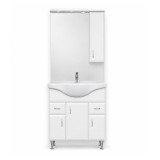 Mobilier complet de baie Bianca Plus 75, alb lucios, deschidere pe dreapta