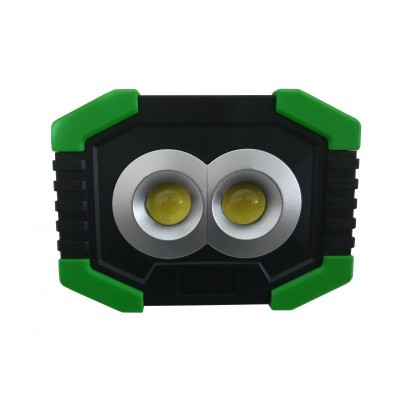 Lampa de lucru tip proiector , LED 2 x COB + 1 SMD , incarcare solara , acumulator integrat , verde , elSales foto