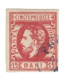ROMANIA 1872 CAROL CU BARBA 15 BANI CIRCULAT STAMPILA FOCSANI
