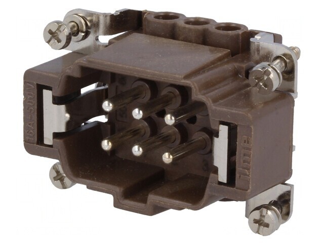 Conector HDC tată 6 PE 16A 500V 180&deg;