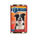 Hrana umeda caini, 4Dog, conserva 1.25 kg, toate taliile, adult, carne de vita