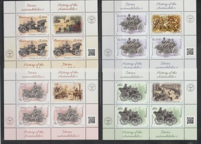 ROMANIA 2025 ISTORIA AUTOMOBILULUI (II) Minicoli cu 3 timbre + 1 vinieta LP.2511 MNH** foto