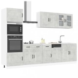 Set dulapuri de bucătărie 7 piese &bdquo;Kalmar&rdquo; gri beton Lemn