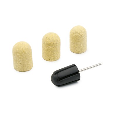 Set suport si 3 bucati smirghel rezerva pentru pila electrica unghii, 16*25mm, galben, granulatie 80 foto