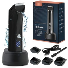 Masina de Tuns Par si Barba, LED, Rezistenta la Apa, 4 Gratare 3-12mm, Autonomie 90 min, Suport Incarcare, USB-C, NegruMasina de Tuns Par si Barba, LE