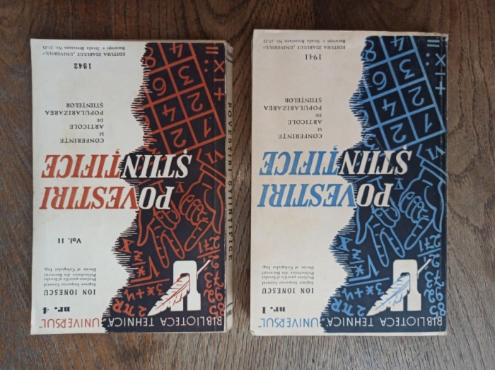 POVESTIRI STIINTIFICE ION IONESCU, 1941-1942 * LOT DOUA VOLUME