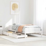 Gossi cadru de pat fara saltea, alb, 90x200 cm, lemn masiv pin