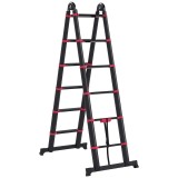 HOMCOM Scara Telescopica din Aluminiu si Nailon cu 12 Trepte cu Design Pliabil, 379x67.5x11 cm, Negru si Rosu | Aosom Romania