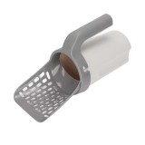 Lopatica pentru litiera, si cana cu sistem de prindere al sacilor menajeri, usor de folosit, design ergonomic, rezistent, economiseste nisip curat, se
