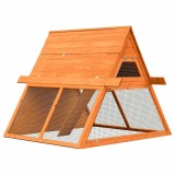 Cusca Iepuri vidaXL, Lemn Masiv Pin/Brad, 152x128x108cm, Maro, Cusca de Exterior, Rezistenta Intemperii, Tava Detasabila