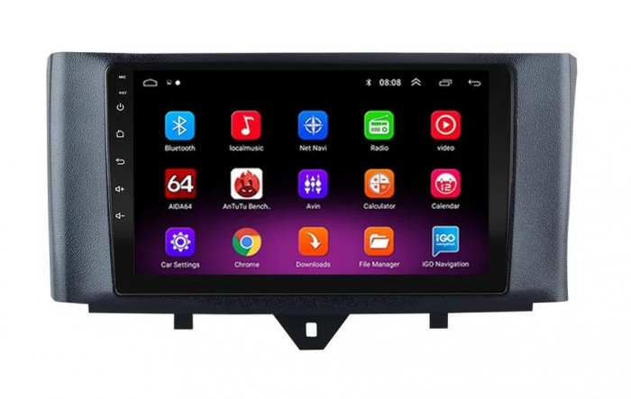 Navigatie Auto Multimedia cu GPS Smart ForTwo (2010 - 2015) 4 GB RAM si 64 GB ROM, Slot Sim 4G pentru Internet, Carplay, Android, Aplicatii, USB, Wi-F
