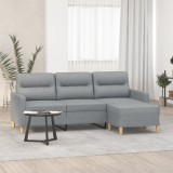 Gossi canapea cu 3 locuri si taburet, gri deschis, 180 cm, textil