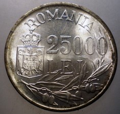 R.159 ROMANIA MIHAI I 25000 LEI 1946 XF/AUNC