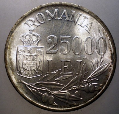R.159 ROMANIA MIHAI I 25000 LEI 1946 XF/AUNC foto