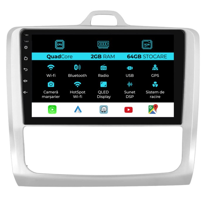 Navigatie Dedicata Ford Focus (2004-2012), 9Inch, 2Gb Ram, 64Gb Stocare, Carplay