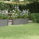 Strat inaltat gradina vidaXL, otel vopsit electrostatic, 114x40x36cm, gri - jardiniera legume, flori, ierburi
