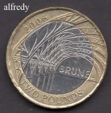 Anglia, Marea Britanie, 2006 2 Pounds, Comemorativa, Brunel, Gara