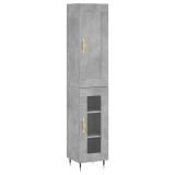 Cumpara ieftin Dulap inalt, gri beton, 34,5x34x180 cm, lemn prelucrat