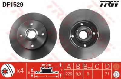 Disc frana VW GOLF IV Cabriolet (1E7) (1998 - 2002) TRW DF1529 foto