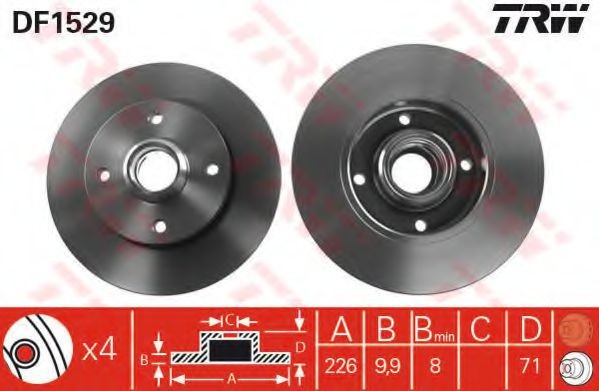 Disc frana VW POLO CLASSIC (6KV2) (1995 - 2006) TRW DF1529