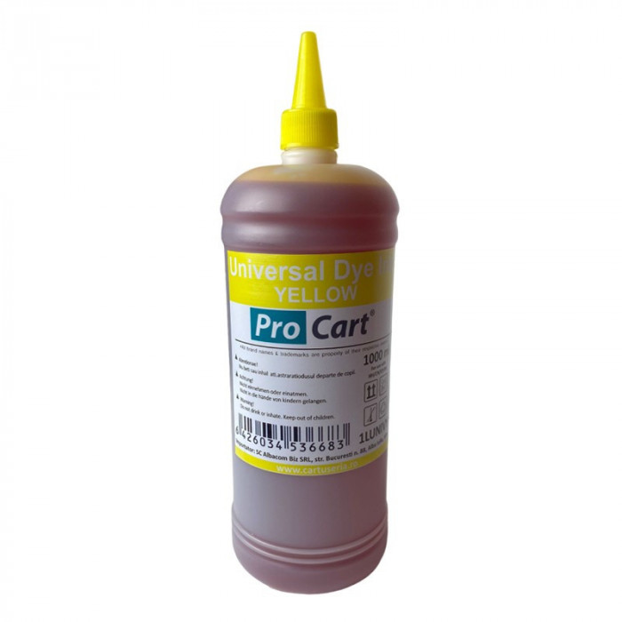 Cerneala universala Dye Yellow, 1 Litru, pentru HP Canon Epson Brother