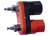 Conector banană stacabil 4mm 15A 3kV negru/roșu 33mm alamă