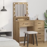 vidaXL Masă de toaletă cu lumini LED, stejar artizanal, 79x41x135 cm