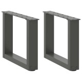 vidaXL Picioare pentru măsuță de cafea &icirc;n formă de U, 2 buc., antracit, 40x(30-31) cm, oțel 4013134