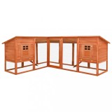 Cușcă Iepuri vidaXL Exterior Lemn Brad Maro 250x192x105cm Spațioasă 2 Case, Rampă Anti-derapantă, Rezistentă Apă